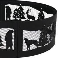 Brasero d'extérieur de 36 pouces - Anneau de foyer portable en métal pour camping et jardin - Découpes à 360 degrés pour la faune - Forêt et nature sauvage