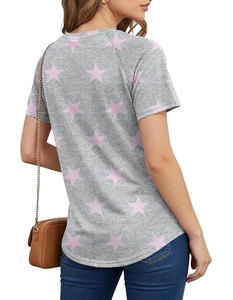 T-shirts d'été pour femmes en modal de haute qualité, doux, à col rond, à manches courtes, anti-UV, écologiques, anti-rétrécissement, imprimés numériquement, avec boutons - Product Image 2