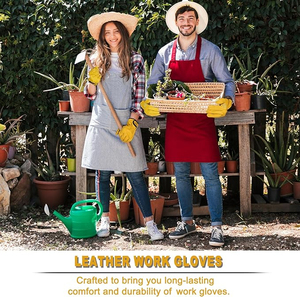 Gants de travail confortables en cuir de vache résistant à l'eau, avec poignet élastique et sangle réglable, légers et sécuritaires pour la conduite - Product Image 5