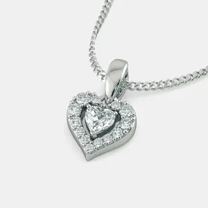 <b>Heart</b> Moissanite Pendant – 925 Sterling <b>Silver</b> <b>Necklace</b> – Promise Gift for Her - Product Image 2