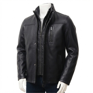 Chaqueta de Cuero para Hombre, Impermeable, Cortavientos, Transpirable, Lisa, con Cierre, Estilo Urbano, Personalizable - Product Image 4