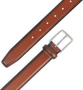 Ceinture en cuir de vachette marron avec boucle rectangulaire argentée, design formel et durable - Product Image 2