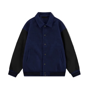 แจ็กเก็ตเบสบอลขนแกะสำหรับผู้ชายเสื้อแจ็กเก็ตเลตเตอร์คอปกฤดูหนาวโลโก้ออกแบบได้ตามต้องการ - Product Image 5