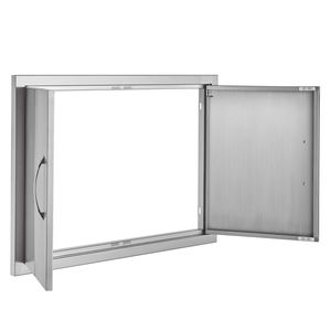 Porta di Accesso BBQ a Incasso in Acciaio Inox 30W X 21H Pollici per Cucina Esterna, Maniglie Verticali e Accessori - Product Image 6