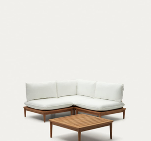 Juego de Sofás de Jardín en Forma de L de Lujo, Estilo Tropical, con Estructura de Madera de Teca Maciza, Cojines Gruesos, para Villa, Resort, Patio, Terraza, Exterior Moderno - Product Image 6