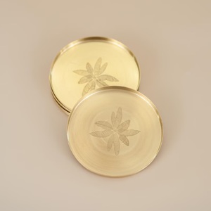 Geometric Heritage Brass <b>Coaster</b> Handcrafted Solid Brass Heat Resistant <b>Drink</b> <b>Coaster</b> Elegant Table Protection Gift - Product Image 5