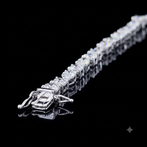 Pulsera de tenis de oro blanco con diamantes creados en laboratorio, corte elegante, formas mixtas, chapado en oro macizo de 10K, unisex, regalo para compromiso, boda, fiesta - Product Image 3