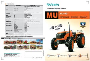 Tracteur à roues Kubota MU5502 4WD Neuf 55 ch Efficace et fiable Tracteur agricole Composants principaux Moteur Boîte de vitesses Roulements - Product Image 4