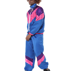 Conjunto Deportivo para Hombre con Bloques de Color, Chaqueta y Pantalones de Estilo Hip Hop, Cierre Frontal con Cremallera, Corte Holgado, en Azul, Rosa y Morado - Product Image 3