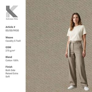 Tela de Sarga de Caballería 100% Algodón, 275 GSM, Color Caqui, Tela de Sarga Pesada con Acabado Suave, Fabricante de Tela de Algodón al por Mayor, OEM, ODM - Product Image 1