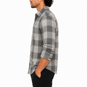Wholesale Autumn Full Sleeve Custom Oversized Cotton <b>Flannel</b> Plaid Mens Shirt <b>Jacket</b> Casual Mens <b>Flannel</b> Shirts - Product Image 3