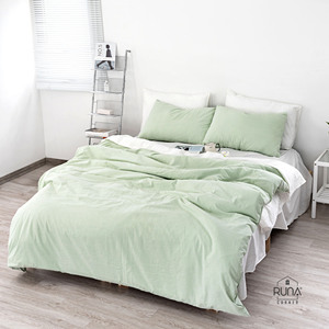 Premium Hotel <b>Bedding</b> High-Quality Cotton Washed Soft Breathable 3 PCS <b>Bedding</b> <b>Set</b> Young Rice Color Custom Size Color Pillow - Product Image 5