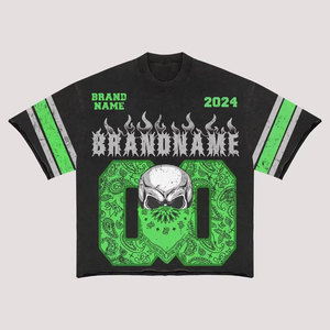 Brand name <b>Skull</b> Pattern Short Sleeve T-Shirt Men's Street Style O-Neck Regular Fit Polyester Jersey <b>Top</b> - Product Image 2
