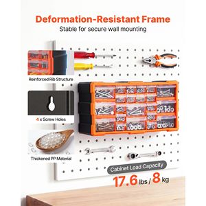 Armoire de rangement en plastique à 22 tiroirs, empilable, pour petites pièces, organisation de garage, montage mural - Product Image 4