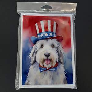 Vieux chien de berger anglais patriotique américain lunatique A7 taille 5x7 cartes vierges Pack 8 avec enveloppes Collection de cartes de voeux - Product Image 3