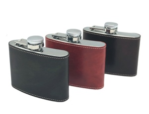 Porte-bouteille vintage en cuir de veau Castello, musée italien, 4 oz, faible MOQ, acier inoxydable, noir, brun, vert, portefeuilles - Product Image 6