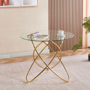 Tavolo da Pranzo Moderno Salvaspazio per Cucina e Soggiorno con Gambe in Metallo Dorato e Vetro Temperato Colore Oro Elegante e Pratico - Product Image 1