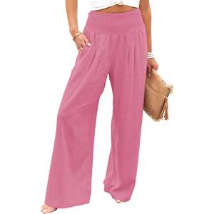 Palazzo Lounge Pants for Women Casual Comfy High Waist Dressy Trousers with Pockets Loose Wide-leg Spandex / Polyester Woven - Product Image 6