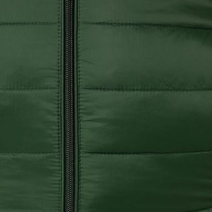 Women's Green Quilted Jacket Stand Collar <b>Full</b> Sleeve Zipper Closure Solid Color Regular <b>Length</b> Casual <b>Coat</b> - Product Image 5