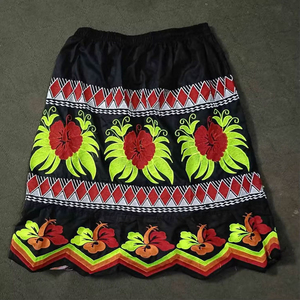 Falak Corporation Best Women's New Trendy Hawaiian Hula Pleated Mini A-Line Cotton Casual Short Skirt Floral Embroidery <b>Elastic</b> - Product Image 5