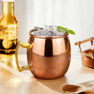 Mug en acier inoxydable et laiton, coupe à cocktail, mug à bière en métal couleur or champagne pour articles de bar de luxe - Product Image 1