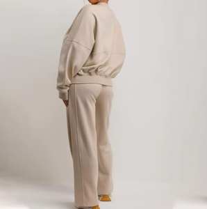 Women's 100% Cotton Track Suit Custom Casual Plain Color Street Wear Adult Sweat Suit - Product Image 2