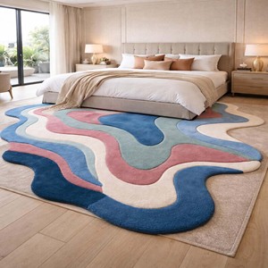 Tapis abstrait en laine, tapis moderne de luxe tufté à la main, tapis design, tapis de luxe pour la maison, pour salon, chambre à coucher, décoration intérieure - Product Image 2