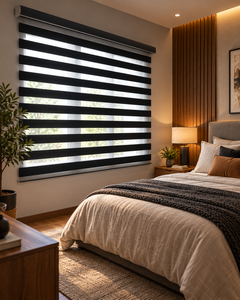 Persianas Zebra WINHOME, Horizontales, de Tela Opaca, Estilo Moderno y Minimalista, para Ventanas Corredizas, con Control de Cuerda Integrado, Eléctricas - Product Image 6