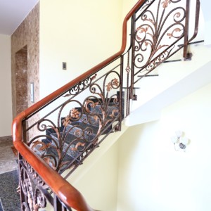 Traditional Cast Iron Stair Railing with Gold Accents Rust Resistant <b>Wall</b>-mounted Indoor Staircase Handrail - Product Image 5