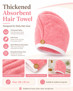 Chapeau de séchage pour cheveux en microfibre réutilisable, doux, léger, à séchage rapide, épaissi, double face, mains libres - Product Image 2