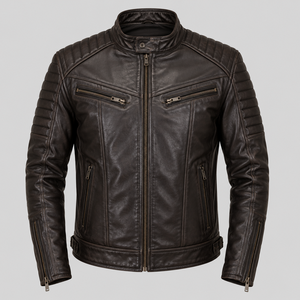 Veste de motard en cuir véritable de qualité supérieure, marron vintage 2025, 100% cuir de vache, coupe slim, pour homme, taille XL, légère, pour l'hiver - Product Image 3