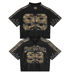 Streetwear Retro Boxy Crop American Football Jerseys Custom Embroidery Printing Mesh 100% <b>Polyester</b> Oversized Anti-Bacterial - Product Image 3