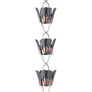 Cadena de lluvia de copas en forma de pétalo negro brillante, sustituto contemporáneo de bajante colgante para drenaje exterior moderno - Product Image 1