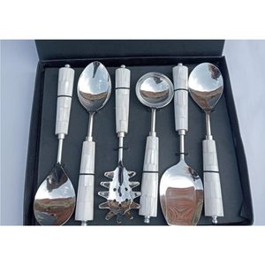Juego de Cuchillo y Servidor para Pastel de Acero Inoxidable con Mango de Nácar de Lujo, Utensilios de Alta Calidad para Cortar Pastel de Boda - Product Image 1