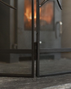 Écran de cheminée en métal Woodland Branch, pliable en trois panneaux, avec maille fine, protection contre les étincelles, décoratif, protection de sécurité pour foyer - Product Image 4