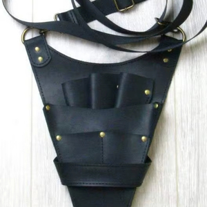 Estuche de Cuero Resistente para Tijeras de Barbero, Funda Profesional para Herramientas de Estilista con Cierre de Broche Seguro LBSH-0017B - Product Image 1