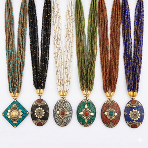 Best Quality Handmade <b>Beaded</b> Necklace <b>Set</b> with Colorful Stones Boho Jewelry for Casual Wear and Festivals Available for Sale - Product Image 2