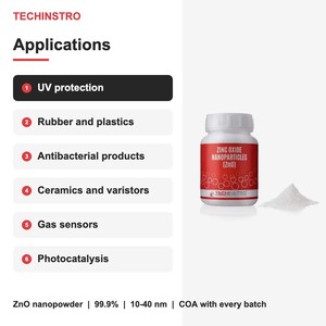 Nanoparticules d'oxyde de zinc de haute pureté ZnO Nanopoudre 99,9% 10-40 nm pour la protection UV et les produits antibactériens - Product Image 5
