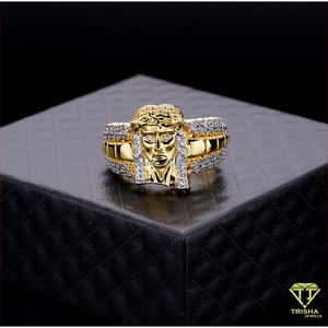 Anillo de Lujo de Plata 925 con Diamante Cultivado en Laboratorio en Forma de Rostro y Detalles de Piedras Brillantes para Compradores Mayoristas de Joyería - Product Image 3