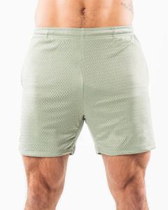กางเกงขาสั้นกีฬาผู้ชายสีเขียวอ่อนผ้าตาข่ายแบบสวมใส่สบายสำหรับออกกำลังกาย วิ่ง ระบายอากาศได้ดี แห้งเร็ว เอวยางยืด สไตล์ไฮสตรีท - Product Image 1