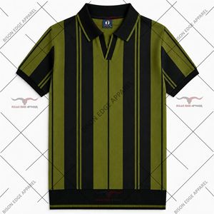 เสื้อเชิ้ตแขนสั้นลำลองผู้ชายลายทางสไตล์วินเทจ ผ้าถัก ระบายอากาศได้ดี ผลิตจากโพลีเอสเตอร์/คอตตอน พร้อมโลโก้ด้านหน้า - Product Image 6