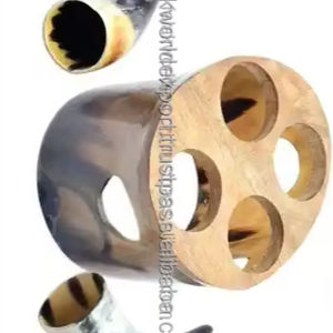 Juego de cuerno vikingo de calidad hecho a mano, cuerno de buey de búfalo Natural, soporte de vidrio tallado, Animal náutico, hogar, Navidad Natural FWE - Product Image 1