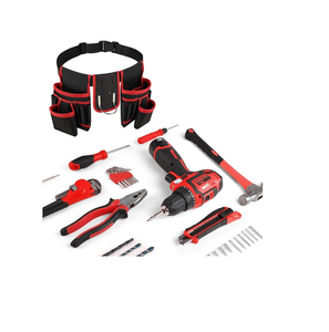 Heavy Duty Tool <b>Belt</b> With Multiple Pockets Black And <b>Red</b> Color For Workshop Use - Product Image 1
