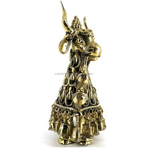 Handcrafted Brass Nandi Tribal <b>Statue</b> Golden for Home Decor - Product Image 6