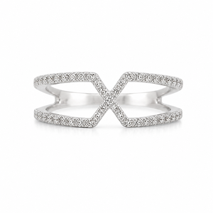 Bague double bande en argent sterling 925 pour femme avec zircon cubique, finition polie, style moderne et minimaliste, pour usage quotidien ou mariage - Product Image 1