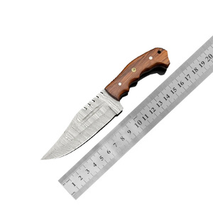 Cuchillo de Caza de Hoja Fija con Mango de Madera de Alta Calidad y Funda de Cuero, Cuchillo Portátil Hecho a Mano para Supervivencia en Campamentos al Aire Libre - Product Image 6