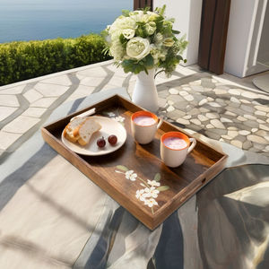 Magnifique plateau de service en bois tendance avec poignée, 18 pouces x 12 pouces x 1,75 pouces (LxLxH), motif floral peint à la main, passe au lave-vaisselle - Product Image 6