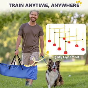 Set di 5 Pezzi con Borsa Gialla per Allenamento Agility Cani, 4 Ostacoli Regolabili in Altezza, Stile Carino per Uso in Giardino - Product Image 6