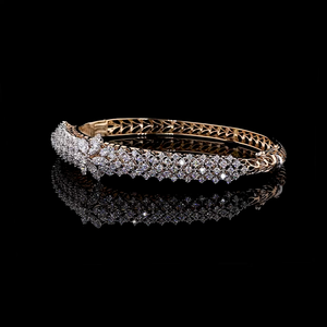 Luxury 18K Gold and Lab Grown Diamond <b>Bangle</b> <b>Bracelet</b> for Women – Elegant Crystal Pavé Cuff Jewelry Wedding Party Gift - Product Image 1