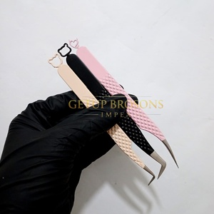 แหนบดึงขนตาปลายเรียว 90/boot/Dolphin Smooth/Fiber Tip สแตนเลสสตีล ความแม่นยำสูง สีชมพู/นู้ด/ขาว ลายหมีและพระจันทร์ - Product Image 1